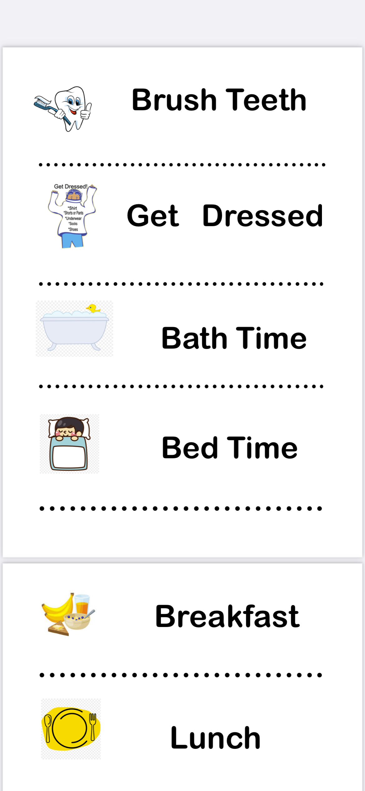 Daily Visual schedule